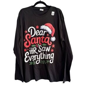 Port & Company Dear Santa HR Saw Everything Christmas Graphic Tee Black XL